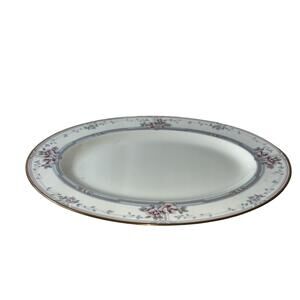 Noritake Magnificence 9736‎ Oval Serving Platter 14in Floral Platinum Trim